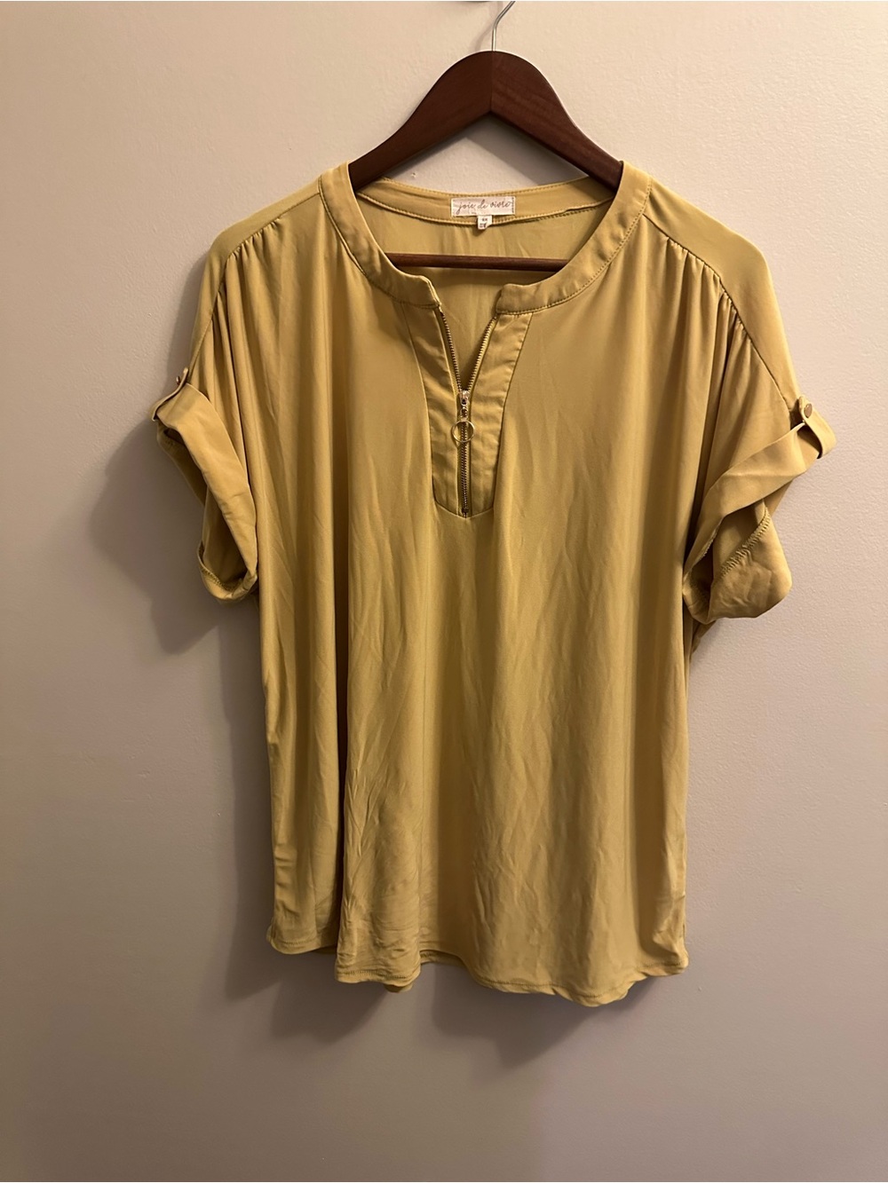 Relaxed Short-Sleeve Henley Top in Mustard by A New Day